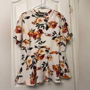 SHEIN White Peplum Blouse with Peter Pan Collar